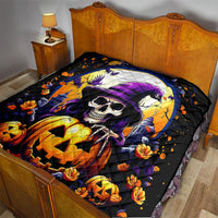 Pumpkin Witch Skull Quilt In My Defense The Moon Was Full And I Was Left Unsupervided - Wonder Print Shop