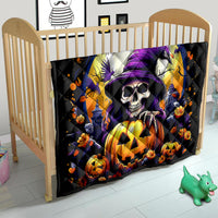 Pumpkin Witch Skull Quilt In My Defense The Moon Was Full And I Was Left Unsupervided - Wonder Print Shop