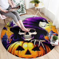 Pumpkin Witch Skull Round Carpet In My Defense The Moon Was Full And I Was Left Unsupervided