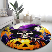 Pumpkin Witch Skull Round Carpet In My Defense The Moon Was Full And I Was Left Unsupervided