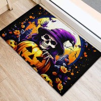 Pumpkin Witch Skull Rubber Doormat In My Defense The Moon Was Full And I Was Left Unsupervided - Wonder Print Shop