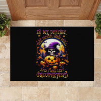 Pumpkin Witch Skull Rubber Doormat In My Defense The Moon Was Full And I Was Left Unsupervided - Wonder Print Shop