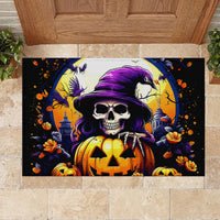 Pumpkin Witch Skull Rubber Doormat In My Defense The Moon Was Full And I Was Left Unsupervided - Wonder Print Shop