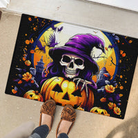 Pumpkin Witch Skull Rubber Doormat In My Defense The Moon Was Full And I Was Left Unsupervided - Wonder Print Shop