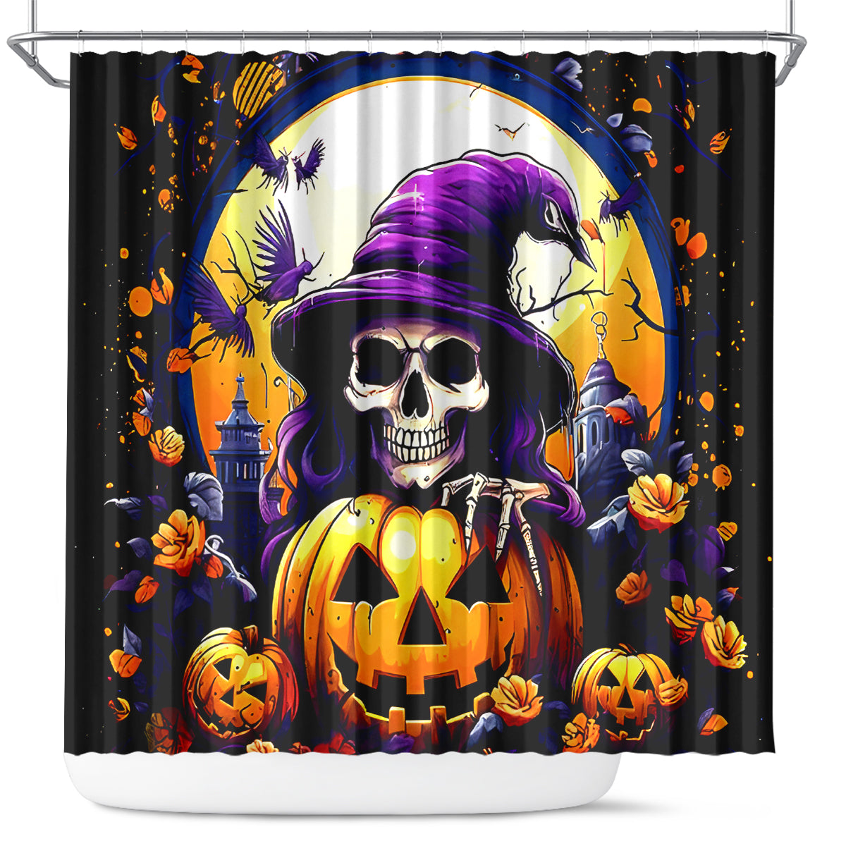 Pumpkin Witch Skull Shower Curtain In My Defense The Moon Was Full And I Was Left Unsupervided