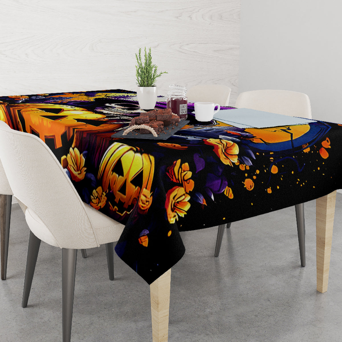 Pumpkin Witch Skull Tablecloth In My Defense The Moon Was Full And I Was Left Unsupervided - Wonder Print Shop