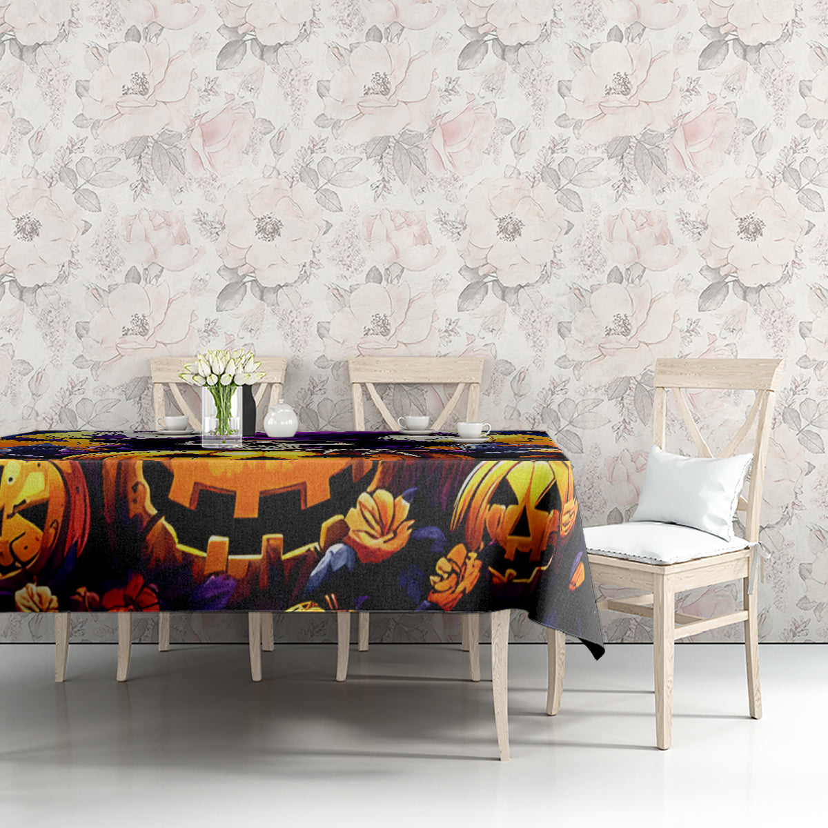 Pumpkin Witch Skull Tablecloth In My Defense The Moon Was Full And I Was Left Unsupervided - Wonder Print Shop