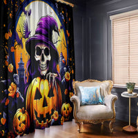 Pumpkin Witch Skull Window Curtain In My Defense The Moon Was Full And I Was Left Unsupervided - Wonder Print Shop