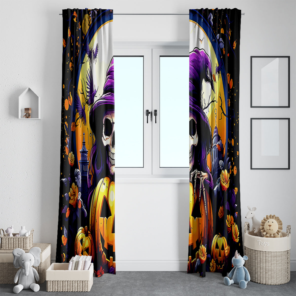 Pumpkin Witch Skull Window Curtain In My Defense The Moon Was Full And I Was Left Unsupervided - Wonder Print Shop