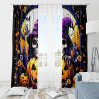 Pumpkin Witch Skull Window Curtain In My Defense The Moon Was Full And I Was Left Unsupervided - Wonder Print Shop
