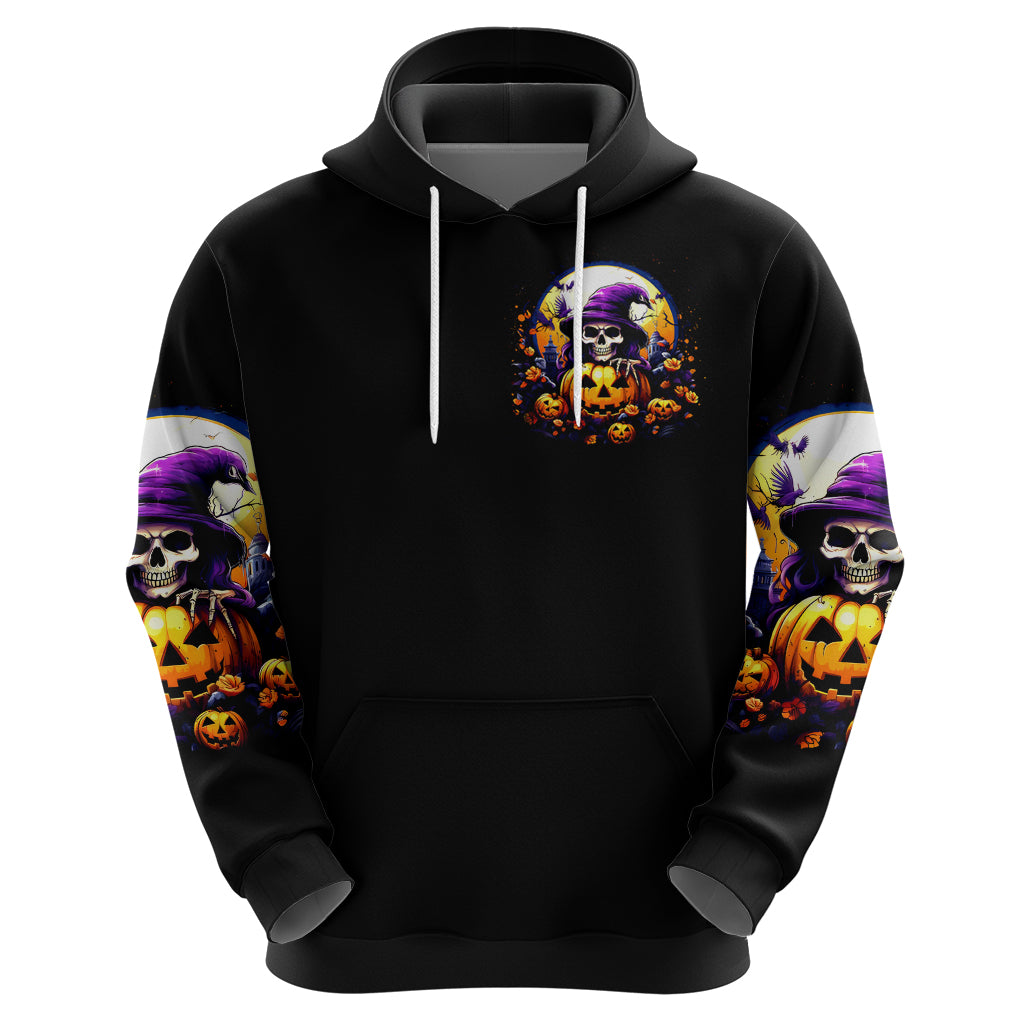 Pumpkin Witch Skull Zip Hoodie In My Defense The Moon Was Full And I Was Left Unsupervided - Wonder Print Shop