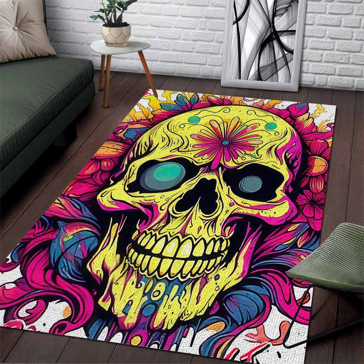 Flower Skull Area Rug Judge Me When You're Perfect Otherwise Shut Up - Wonder Print Shop