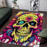 Flower Skull Area Rug Judge Me When You're Perfect Otherwise Shut Up - Wonder Print Shop