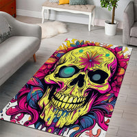 Flower Skull Area Rug Judge Me When You're Perfect Otherwise Shut Up - Wonder Print Shop