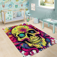 Flower Skull Area Rug Judge Me When You're Perfect Otherwise Shut Up - Wonder Print Shop