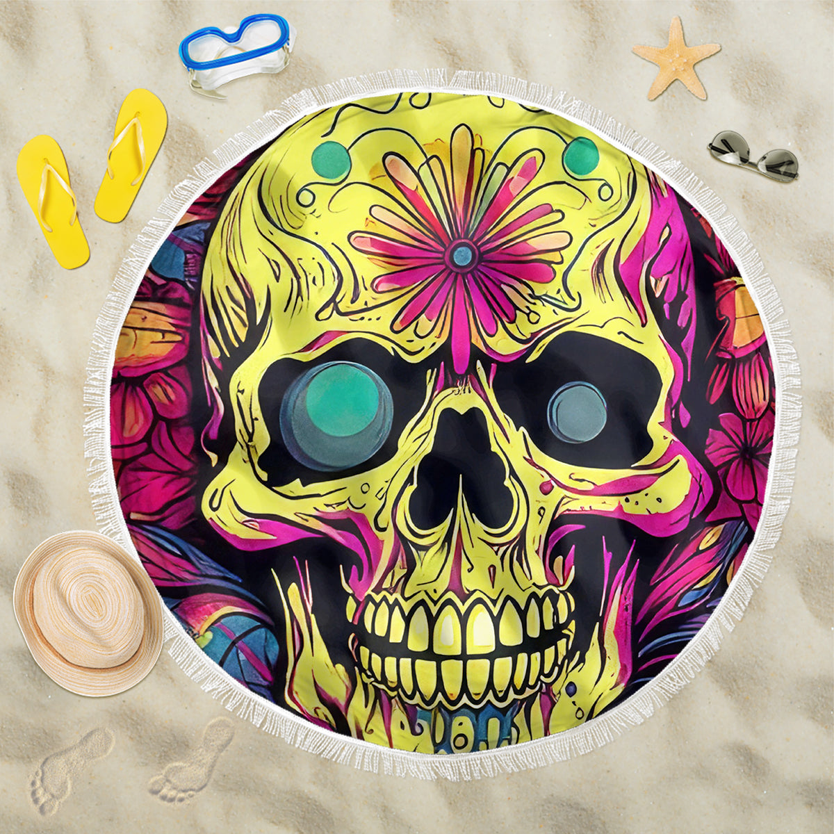 Flower Skull Beach Blanket Judge Me When You're Perfect Otherwise Shut Up - Wonder Print Shop