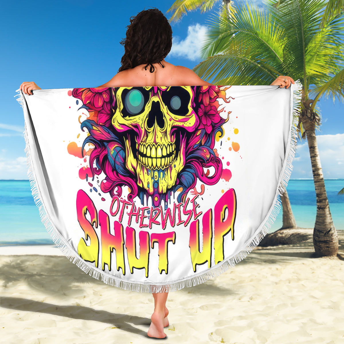Flower Skull Beach Blanket Judge Me When You're Perfect Otherwise Shut Up - Wonder Print Shop