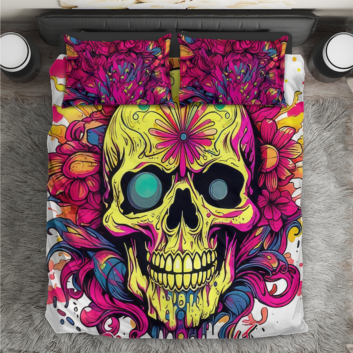 Flower Skull Bedding Set Judge Me When You're Perfect Otherwise Shut Up