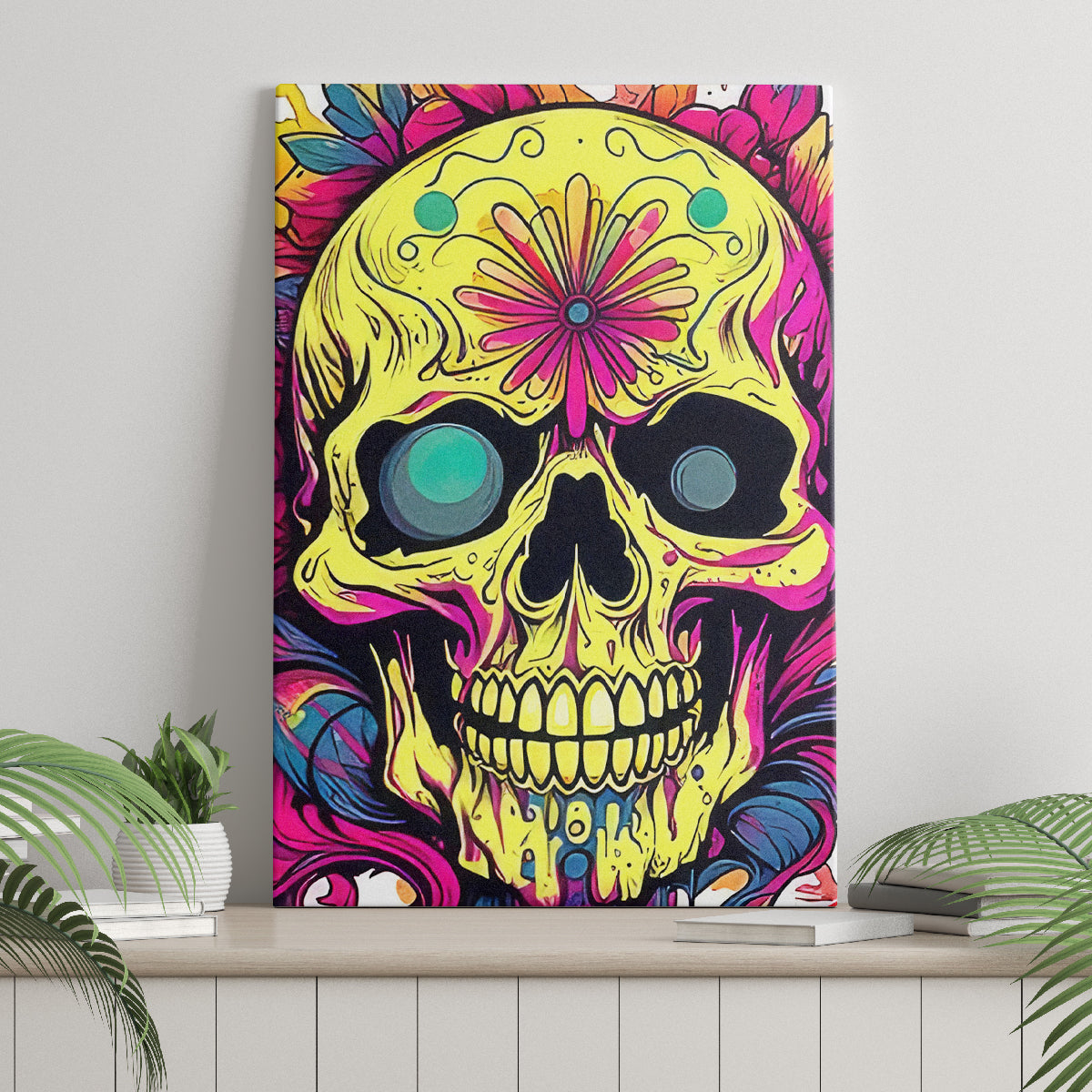Flower Skull Canvas Wall Art Judge Me When You're Perfect Otherwise Shut Up - Wonder Print Shop