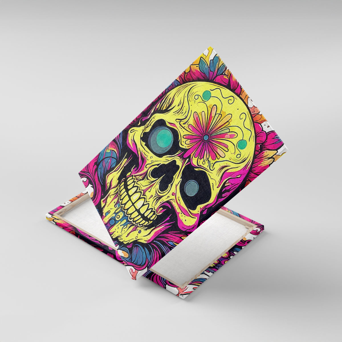 Flower Skull Canvas Wall Art Judge Me When You're Perfect Otherwise Shut Up - Wonder Print Shop