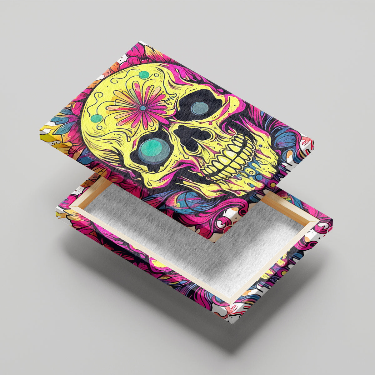 Flower Skull Canvas Wall Art Judge Me When You're Perfect Otherwise Shut Up - Wonder Print Shop