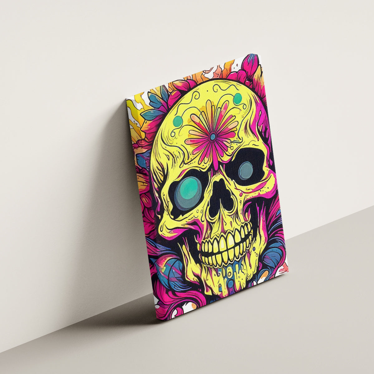 Flower Skull Canvas Wall Art Judge Me When You're Perfect Otherwise Shut Up - Wonder Print Shop