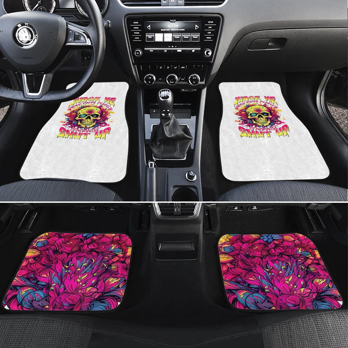 Flower Skull Car Mats Judge Me When You're Perfect Otherwise Shut Up - Wonder Print Shop