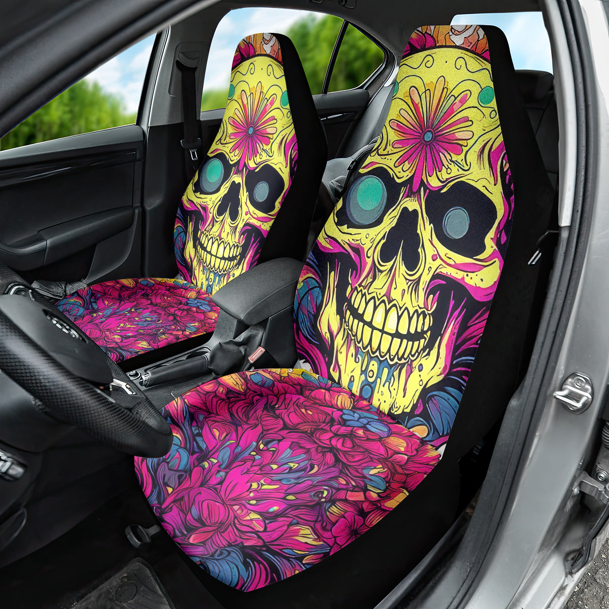 Flower Skull Car Seat Cover Judge Me When You're Perfect Otherwise Shut Up - Wonder Print Shop