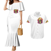 Flower Skull Couples Matching Mermaid Dress and Hawaiian Shirt Judge Me When You 're Perfect Otherwise Shut Up - Wonder Print Shop