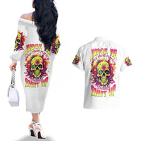 Flower Skull Couples Matching Off The Shoulder Long Sleeve Dress and Hawaiian Shirt Judge Me When You 're Perfect Otherwise Shut Up - Wonder Print Shop