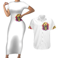 Flower Skull Couples Matching Short Sleeve Bodycon Dress and Hawaiian Shirt Judge Me When You 're Perfect Otherwise Shut Up - Wonder Print Shop