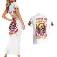 Flower Skull Couples Matching Short Sleeve Bodycon Dress and Hawaiian Shirt Judge Me When You 're Perfect Otherwise Shut Up - Wonder Print Shop