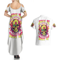 Flower Skull Couples Matching Summer Maxi Dress and Hawaiian Shirt Judge Me When You 're Perfect Otherwise Shut Up - Wonder Print Shop