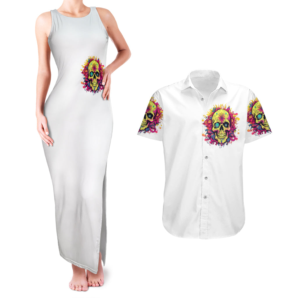 Flower Skull Couples Matching Tank Maxi Dress and Hawaiian Shirt Judge Me When You're Perfect Otherwise Shut Up - Wonder Print Shop