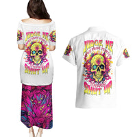Flower Skull Couples Matching Puletasi and Hawaiian Shirt Judge Me When You're Perfect Otherwise Shut Up - Wonder Print Shop