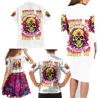Flower Skull Family Matching Long Sleeve Bodycon Dress and Hawaiian Shirt Judge Me When You're Perfect Otherwise Shut Up - Wonder Print Shop