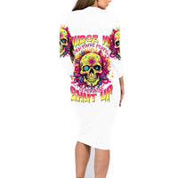 Flower Skull Family Matching Long Sleeve Bodycon Dress and Hawaiian Shirt Judge Me When You're Perfect Otherwise Shut Up - Wonder Print Shop