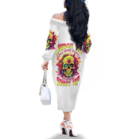 Flower Skull Family Matching Off Shoulder Long Sleeve Dress and Hawaiian Shirt Judge Me When You're Perfect Otherwise Shut Up - Wonder Print Shop