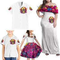 Flower Skull Family Matching Off Shoulder Maxi Dress and Hawaiian Shirt Judge Me When You're Perfect Otherwise Shut Up - Wonder Print Shop