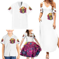 Flower Skull Family Matching Summer Maxi Dress and Hawaiian Shirt Judge Me When You're Perfect Otherwise Shut Up - Wonder Print Shop