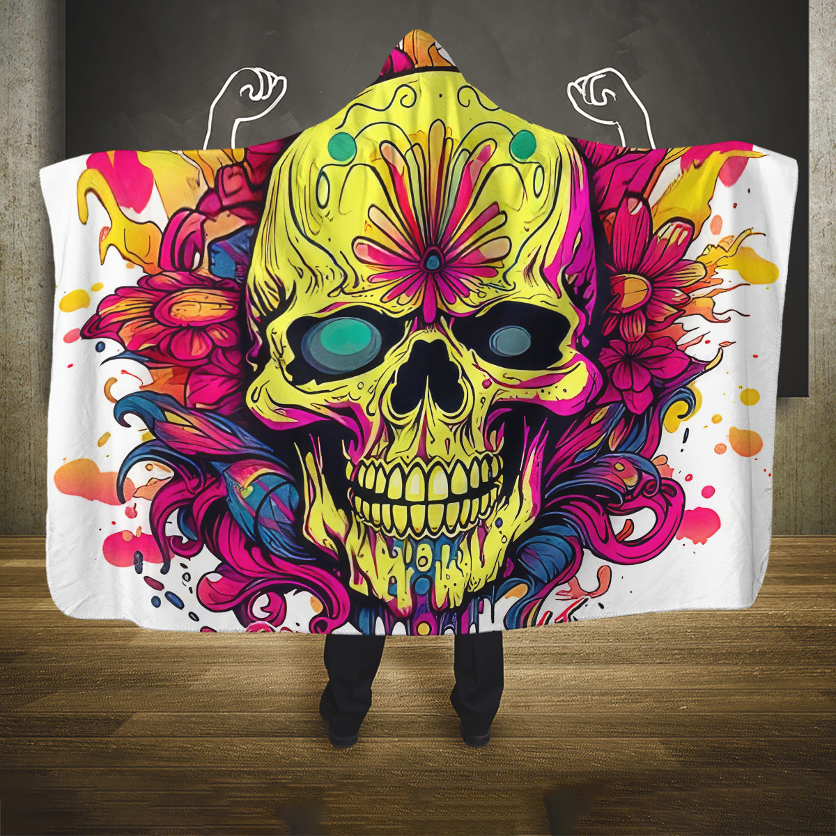 Flower Skull Hooded Blanket Judge Me When You're Perfect Otherwise Shut Up