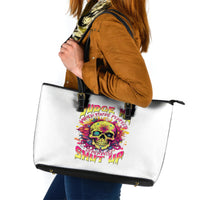 Flower Skull Leather Tote Bag Judge Me When You're Perfect Otherwise Shut Up - Wonder Print Shop