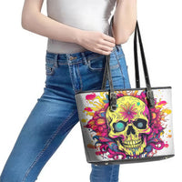 Flower Skull Leather Tote Bag Judge Me When You're Perfect Otherwise Shut Up - Wonder Print Shop