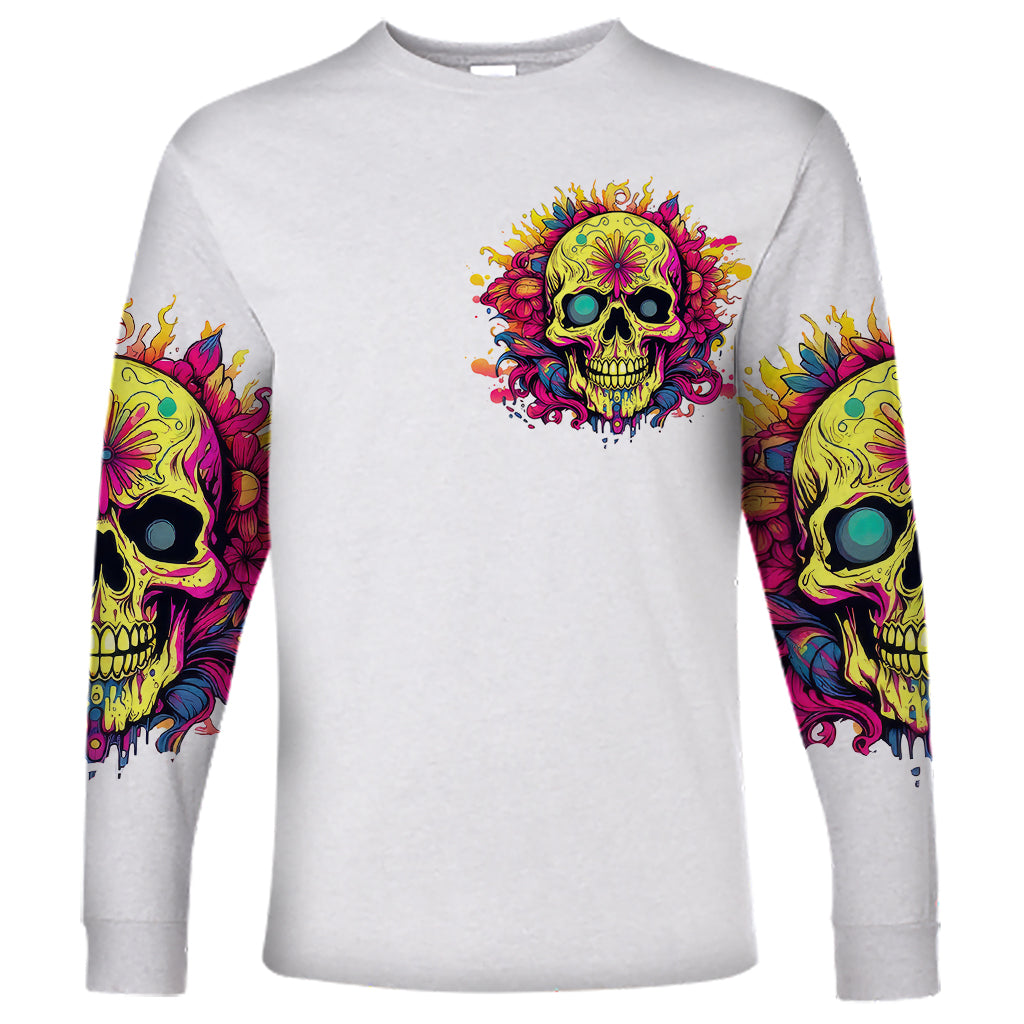 Flower Skull Long Sleeve Shirt Judge Me When You 're Perfect Otherwise Shut Up - Wonder Print Shop