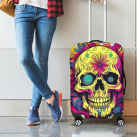 Flower Skull Luggage Cover Judge Me When You're Perfect Otherwise Shut Up - Wonder Print Shop