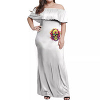 Flower Skull Off Shoulder Maxi Dress Judge Me When You 're Perfect Otherwise Shut Up - Wonder Print Shop