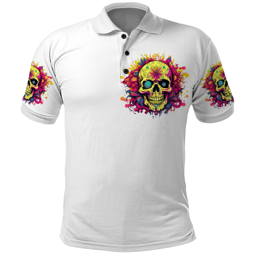 Flower Skull Polo Shirt Judge Me When You're Perfect Otherwise Shut Up - Wonder Print Shop