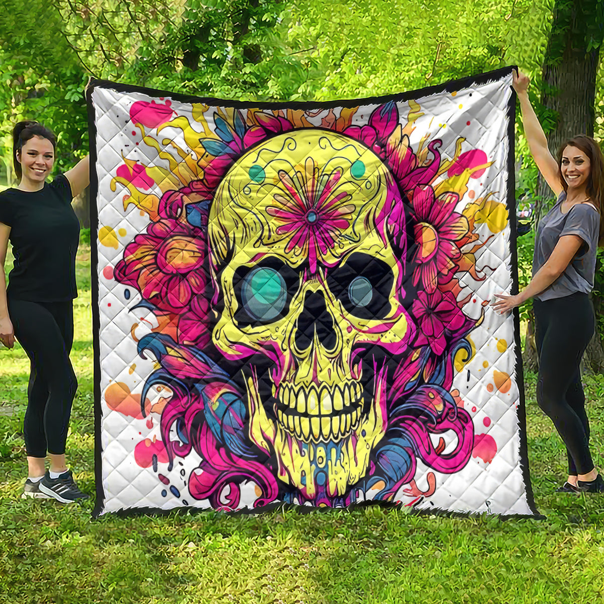 Flower Skull Quilt Judge Me When You're Perfect Otherwise Shut Up - Wonder Print Shop