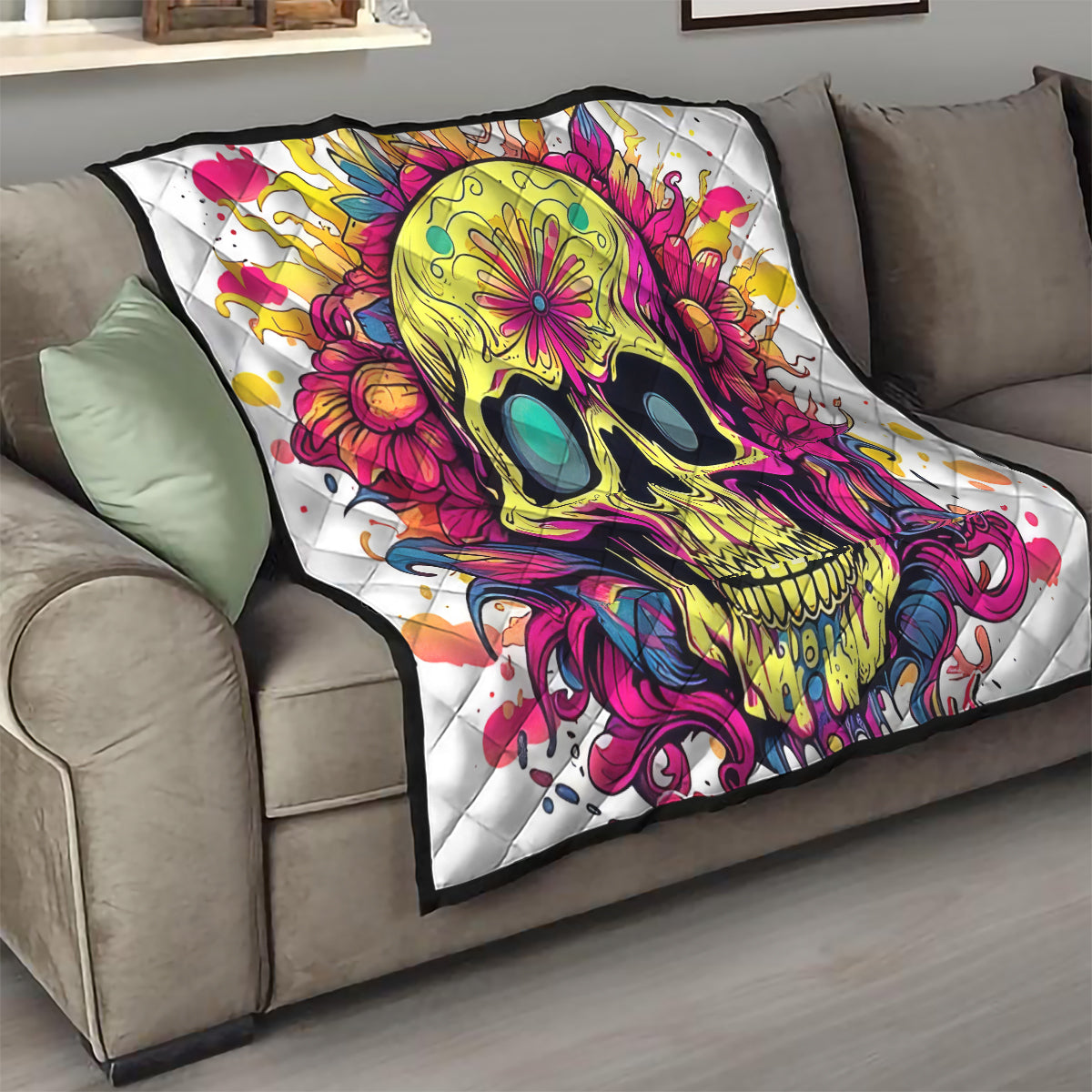 Flower Skull Quilt Judge Me When You're Perfect Otherwise Shut Up - Wonder Print Shop