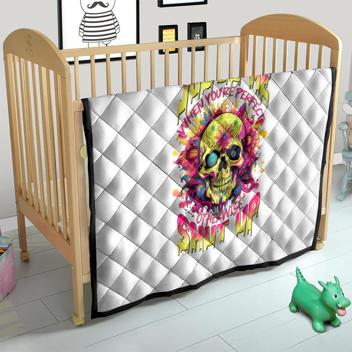 Flower Skull Quilt Judge Me When You're Perfect Otherwise Shut Up - Wonder Print Shop